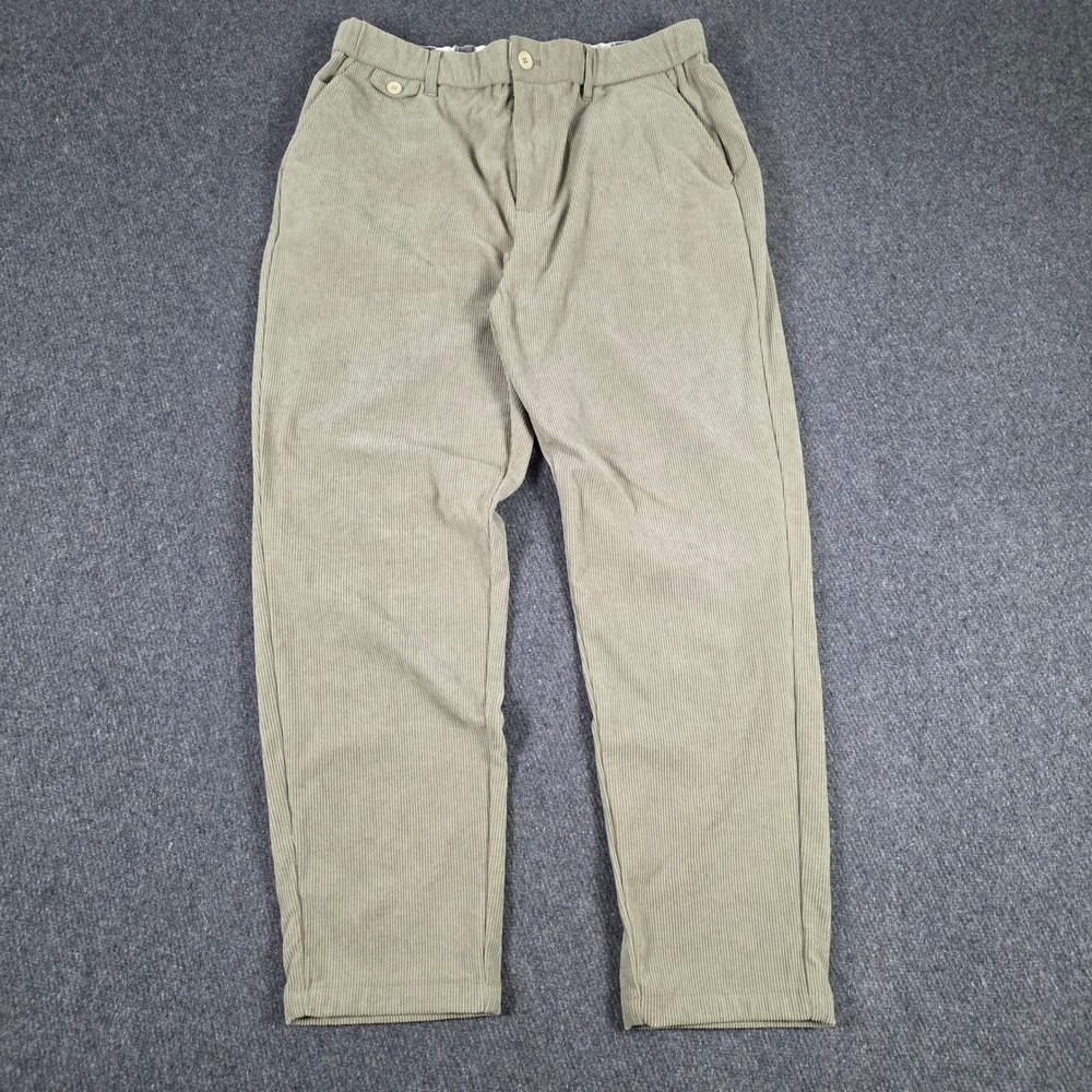 Kidoriman Pants Corduroy Mens XXL Japanese‎ Streetwear Green Elastic Waistband